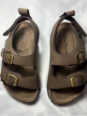 Aloha Island Toddler Sandals Size 8 Brown Double Buckle Comfort